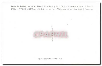 Lago de Artouste — Valeira de Ossau — Editor JOVÉ, Pau — Verso