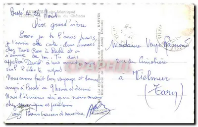 Castillo de Nantes — vista de las torres redondas y del puente — editor La Cigogne, n° 44.998.25 — Reverso