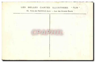 Poço de Padirac — Lago dos Grandes Gours — Cartas Ilustradas « Flim » — Verso