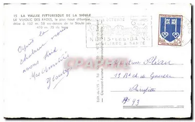 Pitoreska dolina Sioule — Most wiatrakowy Fades — Wydawca Lys, Clermont-Ferrand, n° 93 — Rewers