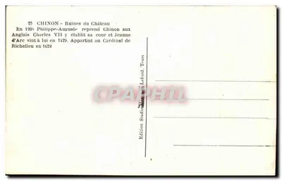 Chinon - Resti del Castello — Edizione Studio Lefrold, Tours — n°25 — Verso