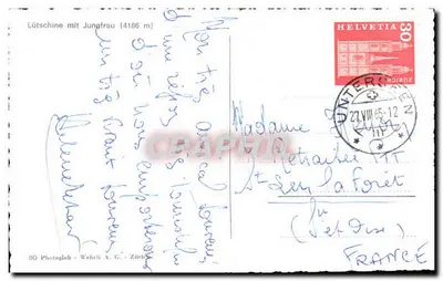 Lütschine com Jungfrau (4166 m) — vista alpina — 80 Photoglob - Wehrli A. G. - Zürich — Verso