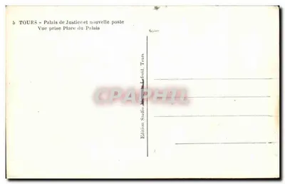 Tours — Palacio de Justicia y nueva oficina de correos — Edición Studio Tournel, Tours — Reverso
