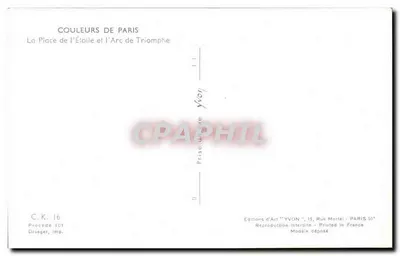 Arc de Triomphe — Place de l'Étoile — Éditions d'Art YVON — Rückseite