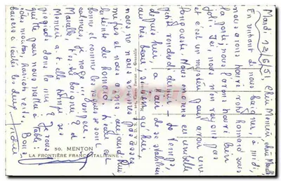 Menton — La frontera franco-italiana — editor C.A. D.S. n°50 — Reverso