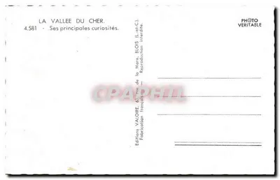 Dolina Cher — Jej główne ciekawostki — Éditions Valoire, n° 4.581 — Rewers