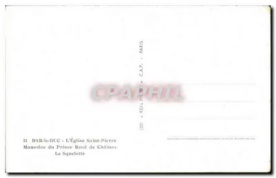 Mausoléu do Príncipe René de Châlons — O Esqueleto — Editor CPAPHIL, n°21 — Verso
