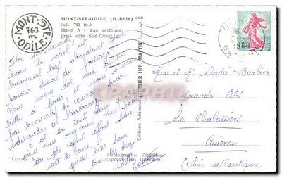Mont-Sainte-Odile — widok z powietrza z południowo-zachodniej strony — Wydawnictwo Aériennes Macon — Rewers