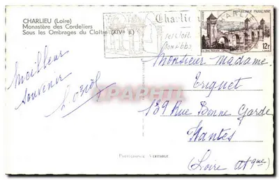 Charlieu (Loire) — Klooster van de Cordeliers, onder de bomen van het klooster (14e eeuw) — Fotografie Véritable, Cim — Achterkant