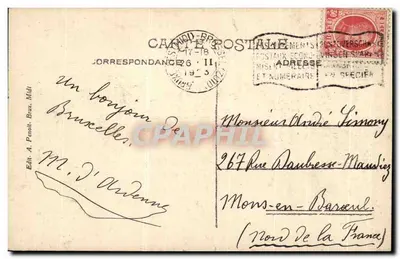 Manneken-Pis em Bruxelas — editor A. Penoit, Bruxelas, n°28 — Verso