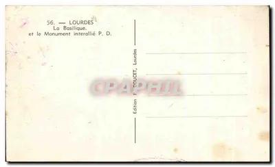 Lourdes — A Basílica e o Monumento Interalliado — Édition P. DOUCET, Lourdes — Verso