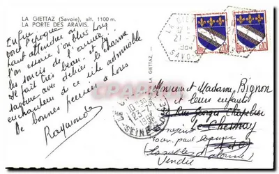 La Giettaz (Savoie), H. 1100 m. — Die Pforte der Aravis — Verlag nicht sichtbar — Rückseite