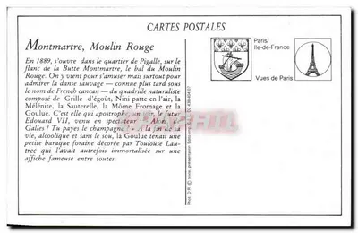 Montmartre — O Moulin Rouge — G.C.A Paris — Verso
