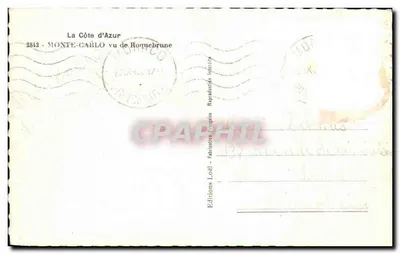 Monte-Carlo — widok z Roquebrune — Wydawnictwo Loël, nr 2842 — Rewers