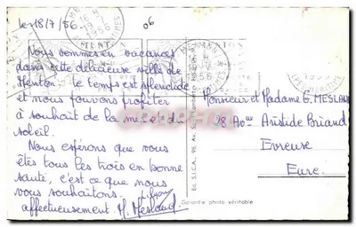 Menton — Promenada Kasyna. Plaża — M. 21 — Wyd. S.I.C.A. Menton — Rewers