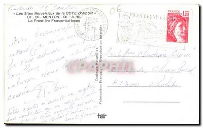 Menton — Granica Francusko-italijska — Wydawca TADIA, nr 49300 — Rewers