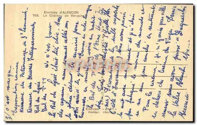Zamek Vervaine — okolice Alençon — wydawnictwo GARY n°168 — Rewers