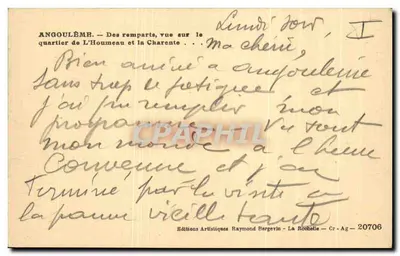 Angoulême — Z murów, widok na dzielnicę L'Houmeau i rzekę Charente — Ramuntche — Rewers