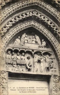 Catedral de Rouen — Portal de São João — Tímpano: Os discípulos de São João o Enterrador