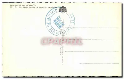 Jardim de plantas exóticas — Principado de Mônaco — Edições A.DIVA, n° 581 D — Verso