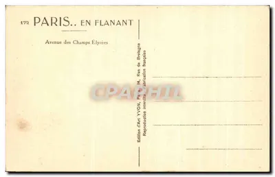 Avenida dos Campos Elísios — Paris — Edição de Arte YVON — Verso