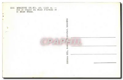 Mégeve (H.-S.) — Paso y Chalet del Mont d'Arbois y el Mont Blanc — Edición GLL — Reverso