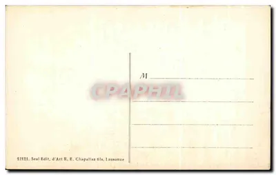 NYON e o Mont-Blanc — vista panorâmica — editor R. E. Chapallaz filho, Lausanne, n° 12121 — Verso