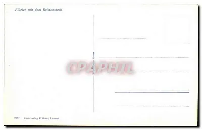 Flüelen com o Bristenstock — vista lacustre com montanha nevada — Kunstverlag E. Goetz, Luzern, n° 2047 — Verso