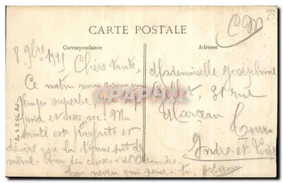 Arras — A Torre e a Igreja de São João Batista após os bombardeios de 10 e 11 de julho de 1915 — Editor não identificado — Verso