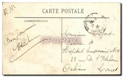 Bilhete postal antigo Rua da Estátua de Napoleão I, erguida em bronze proveniente dos canhões capturados na Batalha de Austerlitz — Verso
