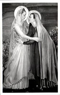 Sainte Marie Madeleine et la Vierge Marie — scène religieuse — éditeur inconnu