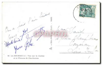 La Bourboule — Widok na kasyno i Plateau de Charlannes — REAL-PHOTO C.A.P. (50) — Rewers