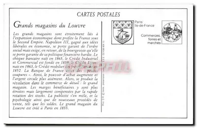 Grandes Magasins du Louvre — Paris — editor POUSSIERE — Verso