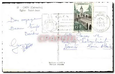 Kerk van Sint Jan in Caen — ruïnes na de oorlog — Edities Gaby — Achterkant