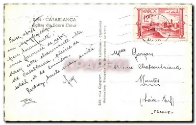 Igreja do Sagrado Coração — Casablanca — Edição « La Cigogne » — Verso
