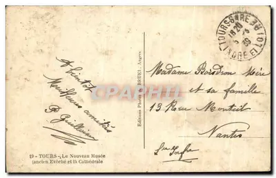 Tours - El Nuevo Museo (antiguo Obispado) y la Catedral — Ediciones Fotográficas BRUEL, Angers — Reverso