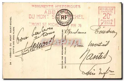 Krypta klasztoru Mont-Saint-Michel — wydawnictwo Monuments Historiques — n°34 — Rewers