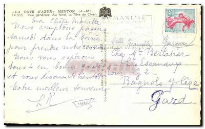 Menton — Ogólny widok, Głowa Szczura — Wydawnictwo Maxime, N°14.055 — Rewers