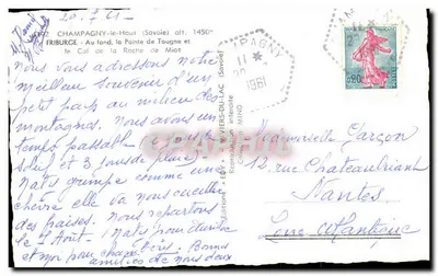 Champagny-le-Haut — Fribourg, na dnie doliny, szczyt Tougne i przełęcz Roche de Miot — wydawca Edy — Rewers