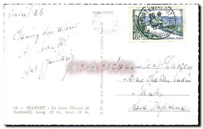 O Leão de Belfort — obra de Bartholdi — editor: La Vallée des Arts Photodrome — Verso