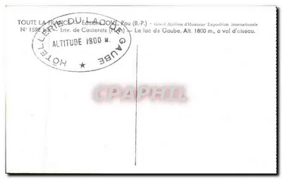 Jezioro Gaube — Wysokość 1800 m — Éditions OVE, Rau (B.-P.) — N° 1592 — Rewers
