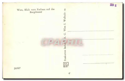 Wiedeń, Burgtheater — widok z miasta — Postkarten Industrie A.G. Wien, n° 26897 — Rewers