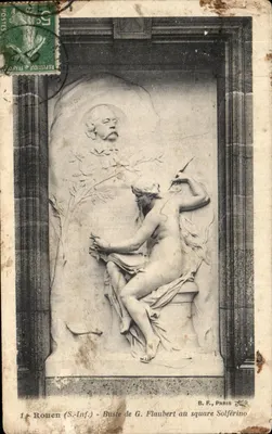 Busto de G. Flaubert no square Solférino — Paris — B. F., Paris