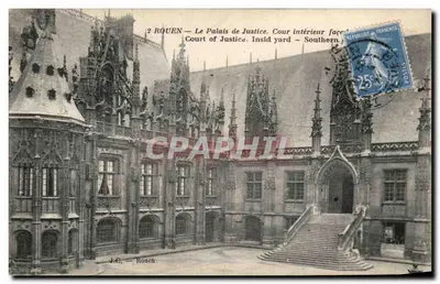 Rouen — O Palácio de Justiça. Pátio interno fachada sul — J.C., Rouen