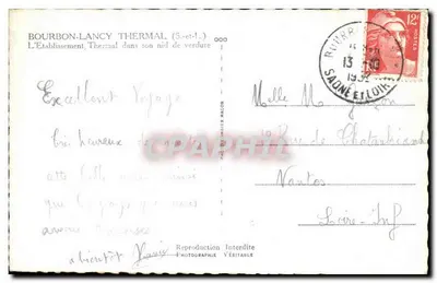 Bourbon-Lancy Thermal — Ujęcie termalne w otoczeniu zielonego krajobrazu — Cim — Rewers