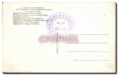 Assinatura do Armistício — 11 de novembro de 1918 — L'H., Paris — Verso