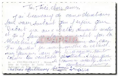 Zamek w Châtellerault — Mała domowa kwatera strażnika ogrodu publicznego (z XIX wieku) — REAL-PHOTO Paryż — Rewers
