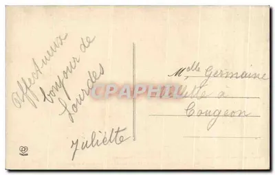 Jaskinia Lourdes podczas narodowego pielgrzymowania — Hautes-Pyrénées — Fot. Labouche Fr. - Toulouse, n° 294 — Rewers