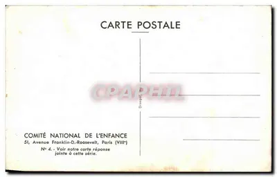 Lémurien — dos individuos en rama — COMITÉ NATIONAL DE L'ENFANCE, París — Reverso