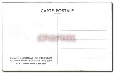 Fêmea koala e seu filhote — COMITÉ NATIONAL DE L'ENFANCE, Paris — Verso